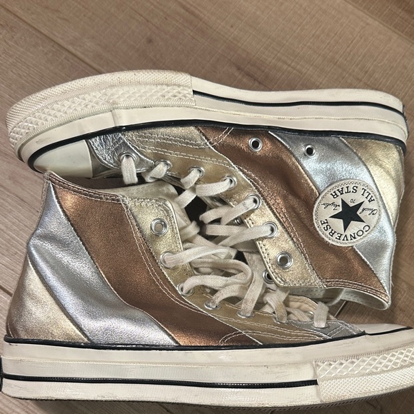 Converse High Top Sneakers in Metallic Gold and Copper-Tone - Picture 5 of 16